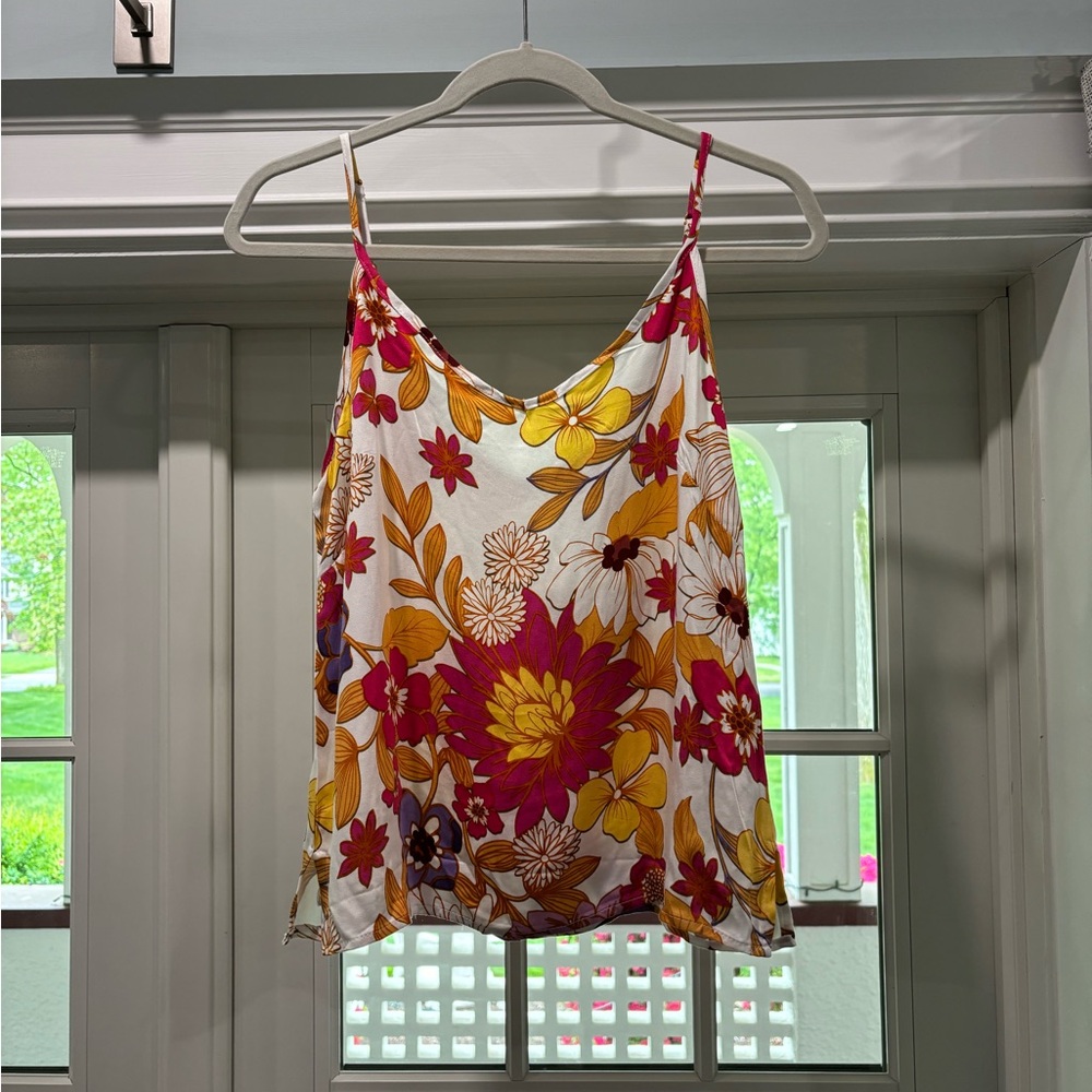 cynthia rowley floral camisole  tank with adjustable spaghetti straps